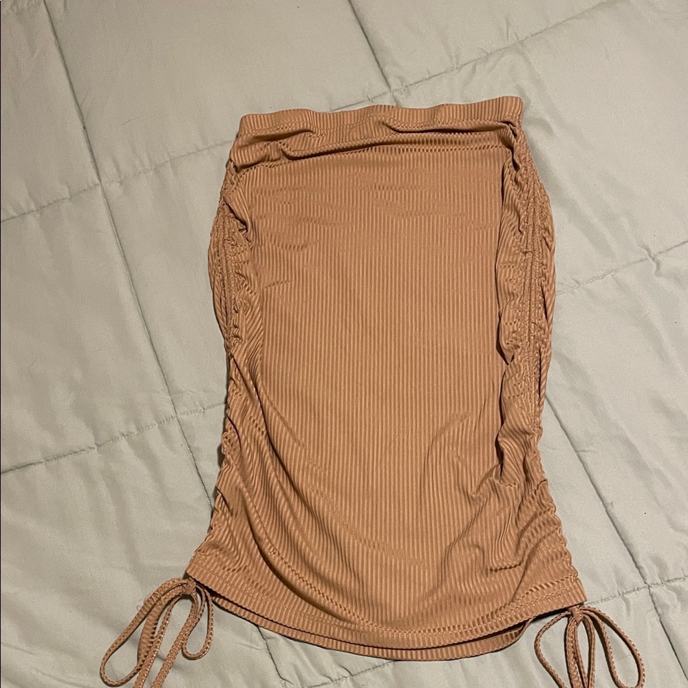 Strapless Ribbed Dress with Adjustable Ties